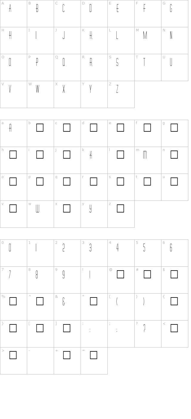 Diner Regular character map