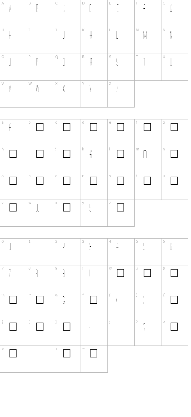 DinerSkinny character map