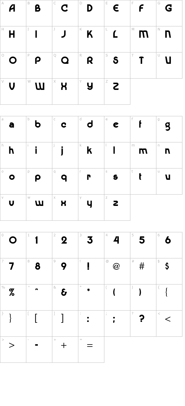 dingaling-medium-regular character map