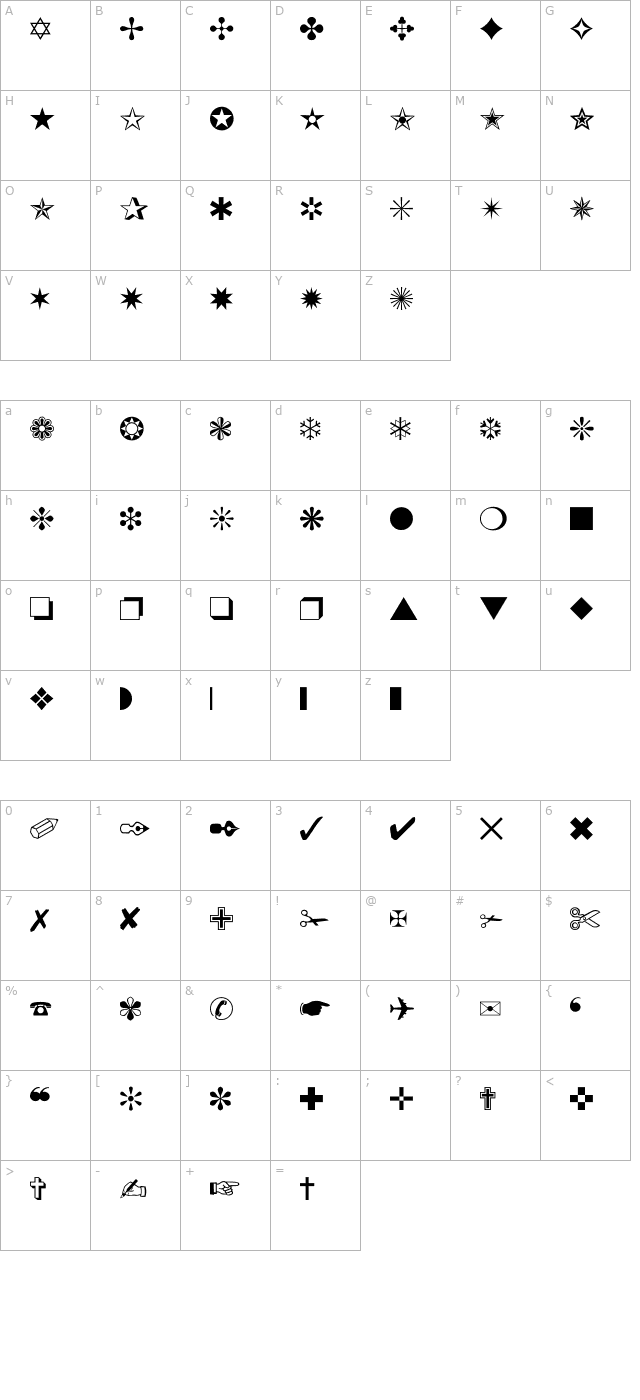 dingbat character map