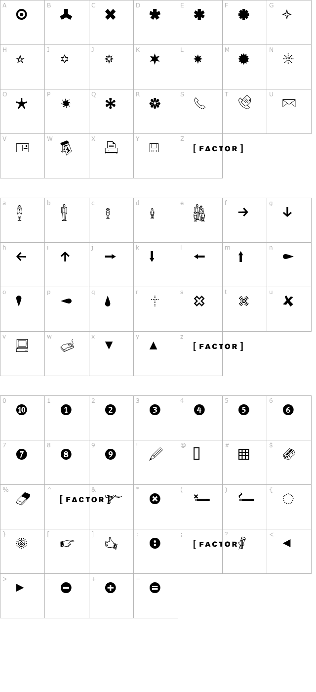 dingbests character map