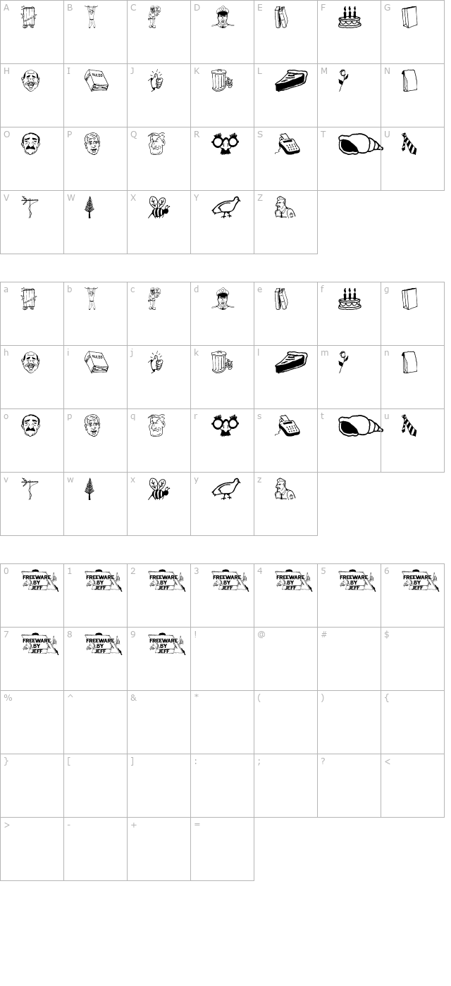 Dingfont 100 JL character map