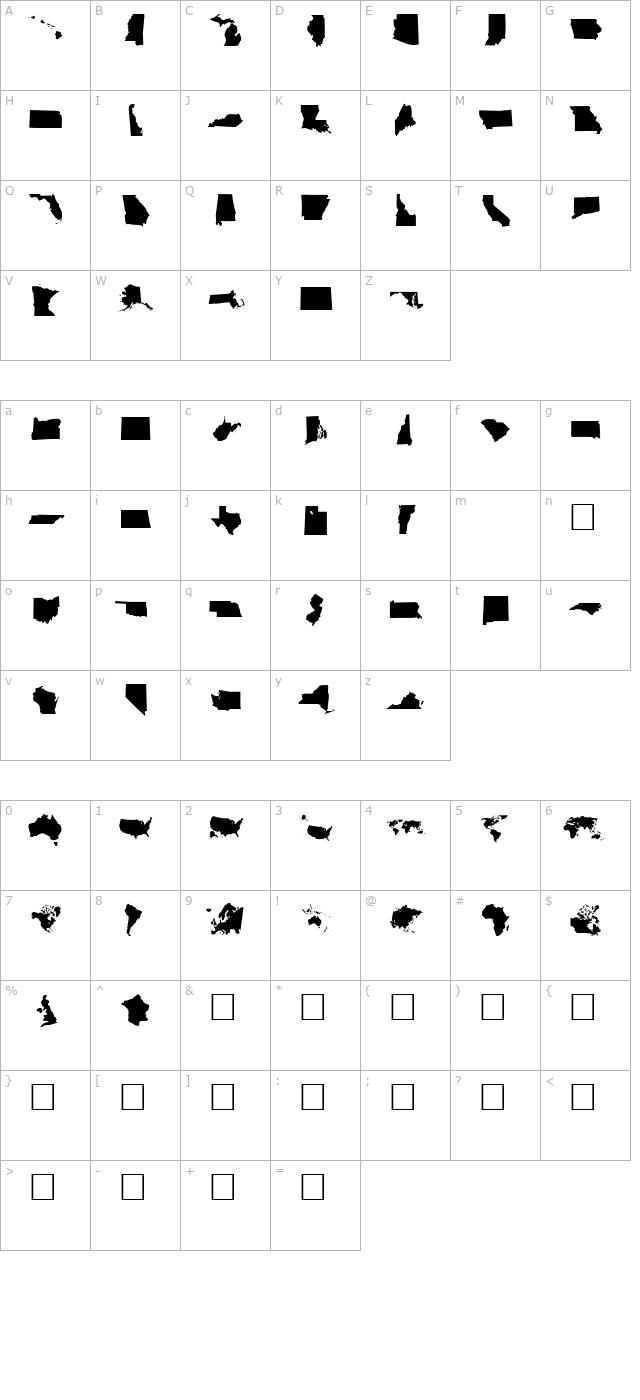 DingMaps character map