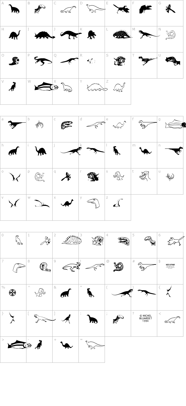 DinosoType character map