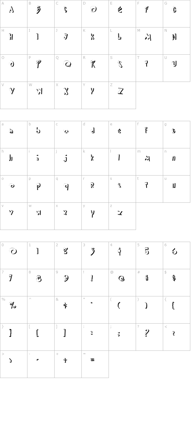 DiPed Thick character map