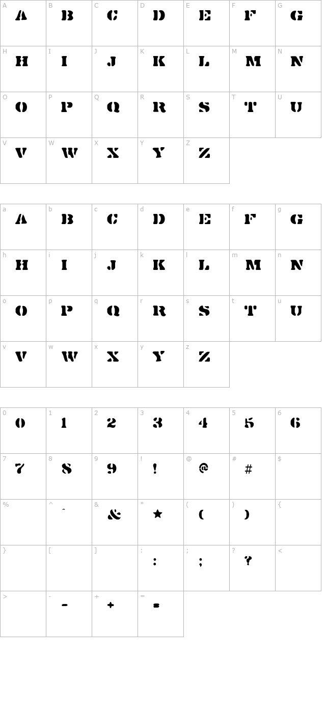 dirty-bakers-dozen character map