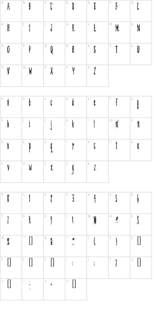 DirtyDeco character map