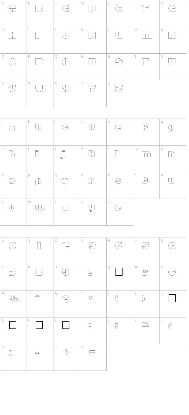 disandat-outline-sf character map