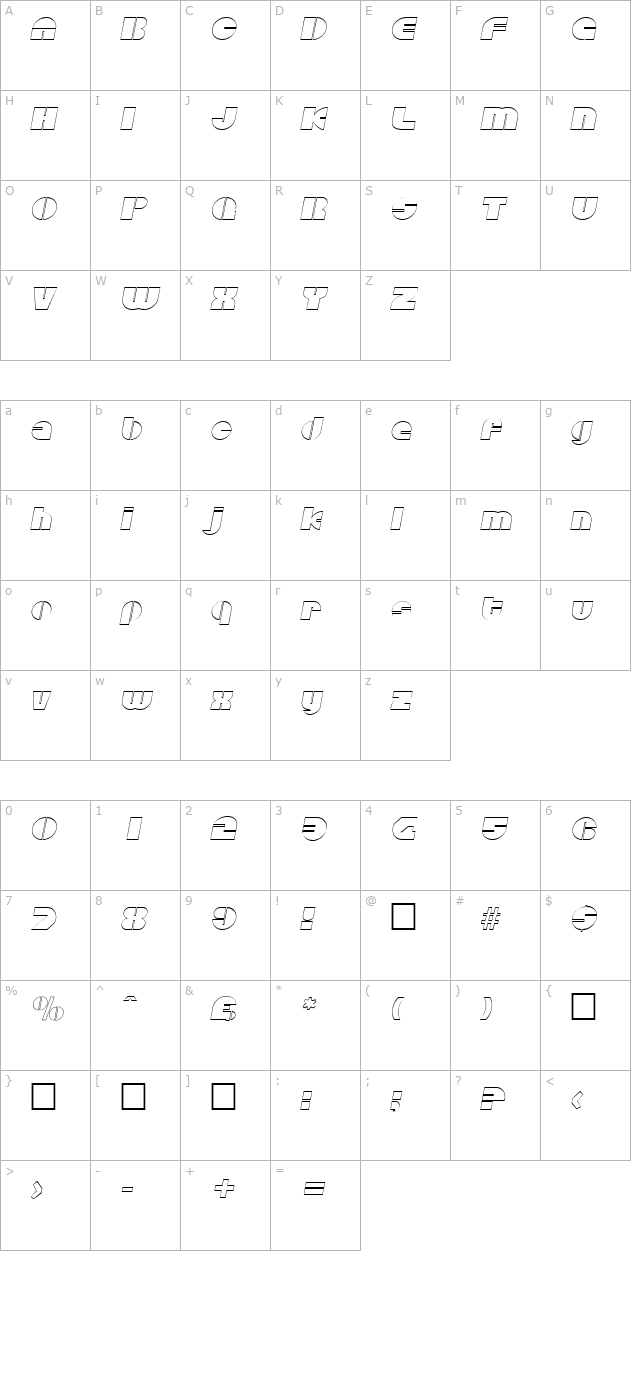 discooutline-italic character map