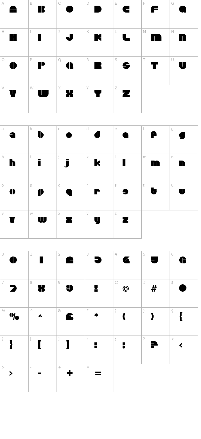 Discotheque Regular character map