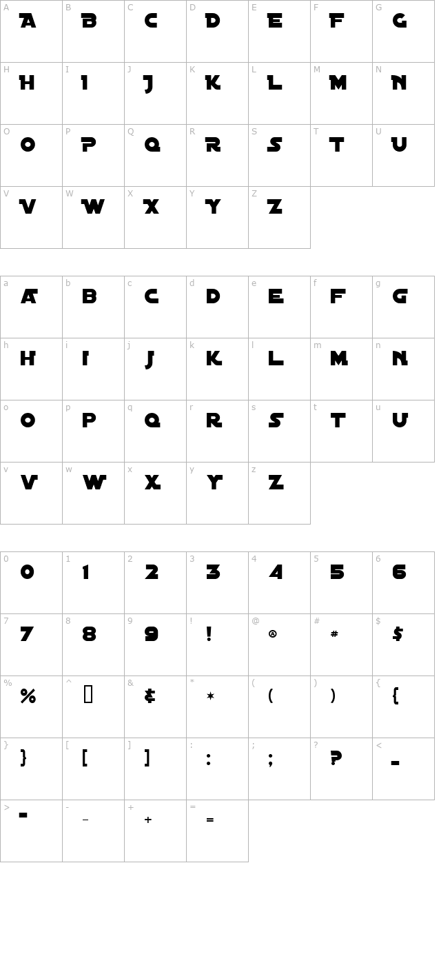 Distant Galaxy Alternate character map