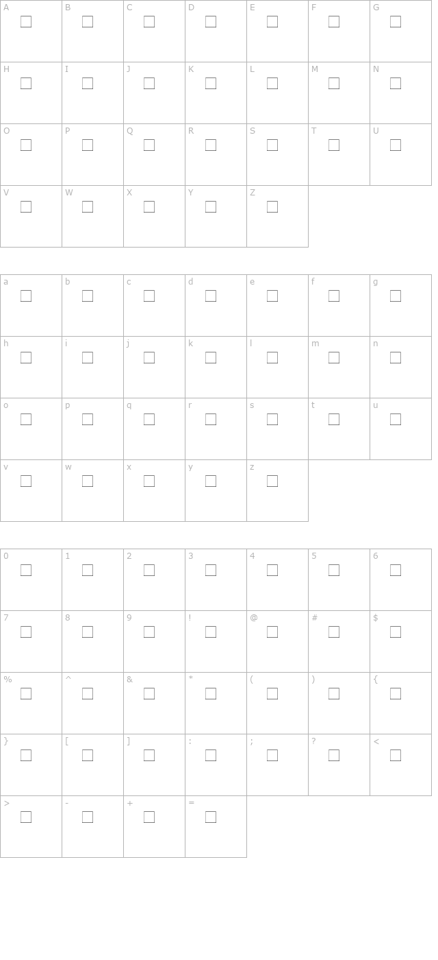 djerba-simplified-normal character map