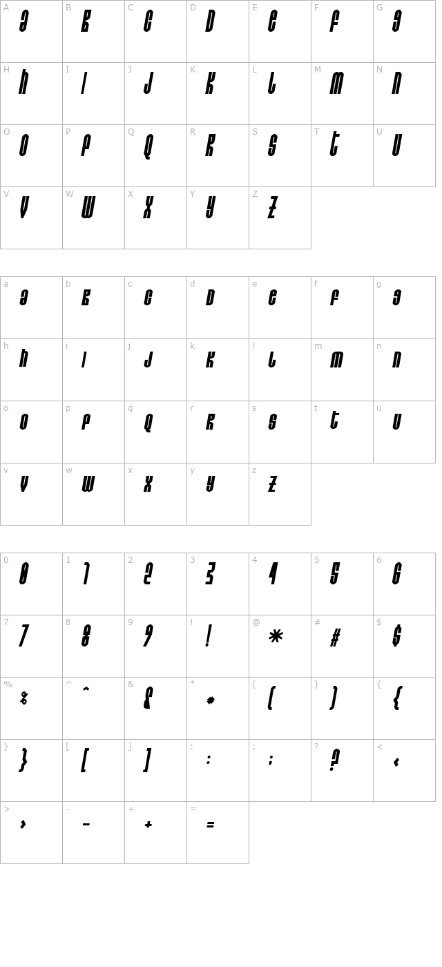 Do not eat this Fat Italic character map