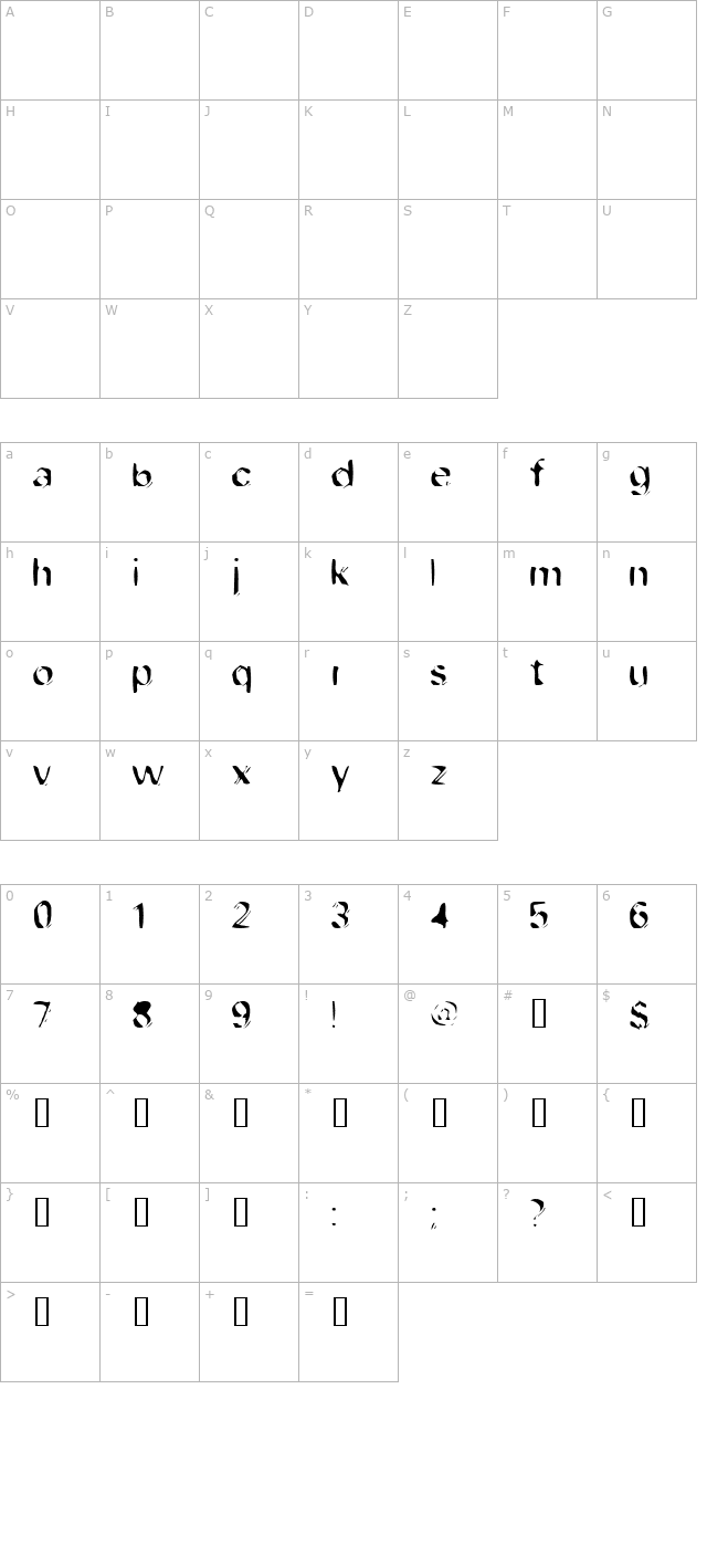 Dob File Type character map