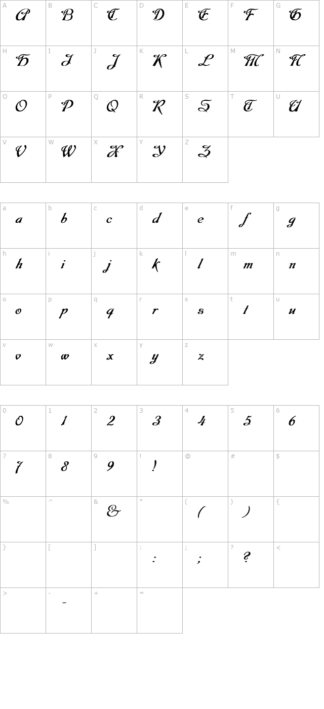 Dobkin Bold Plain character map