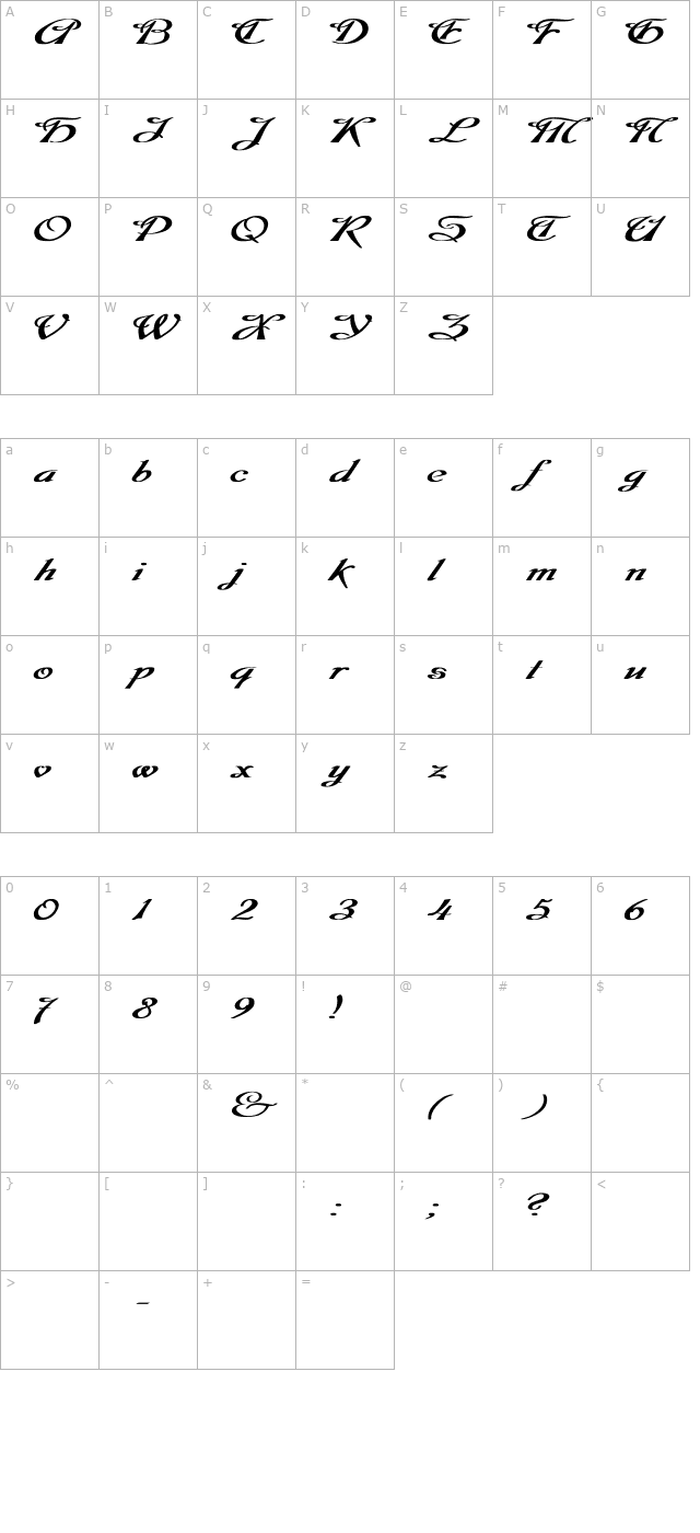 Dobkin Ex Bold Plain character map