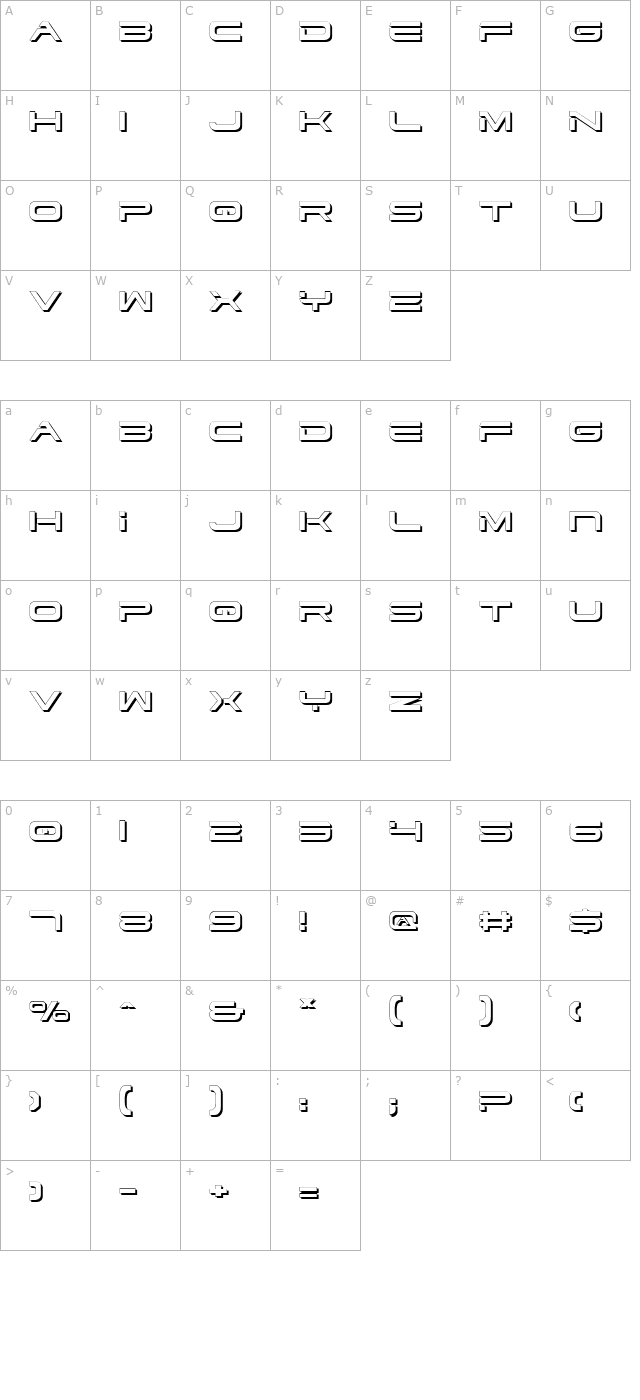 Dodger Shadow character map