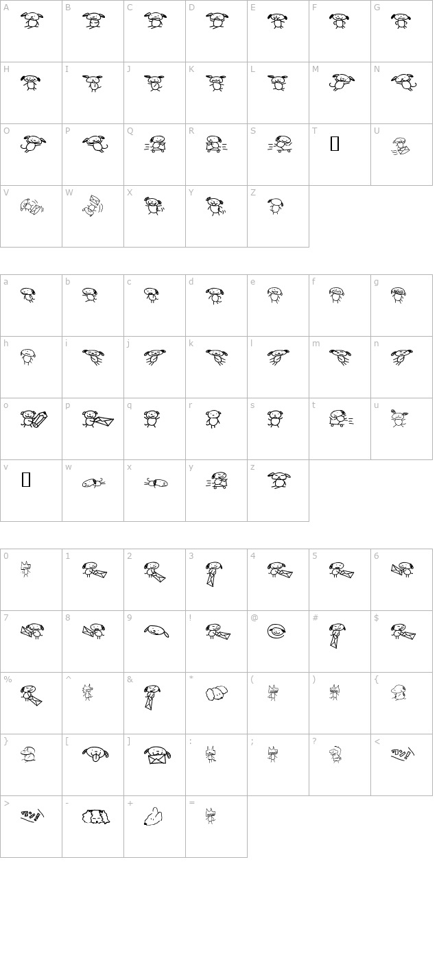 dogfont character map