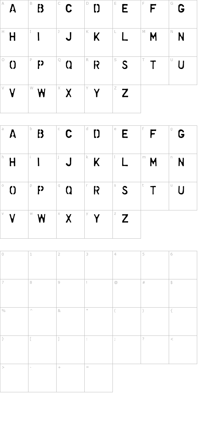 Dollar Store Stencil character map