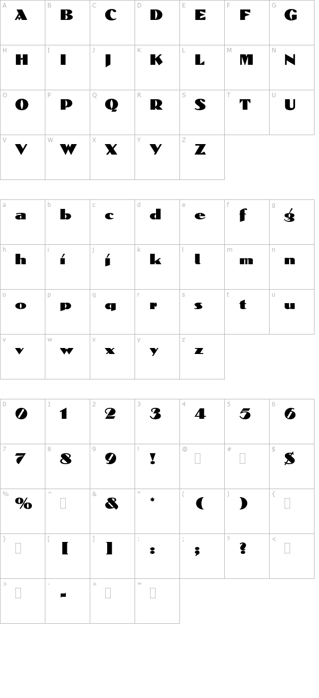 DolmenPlain character map