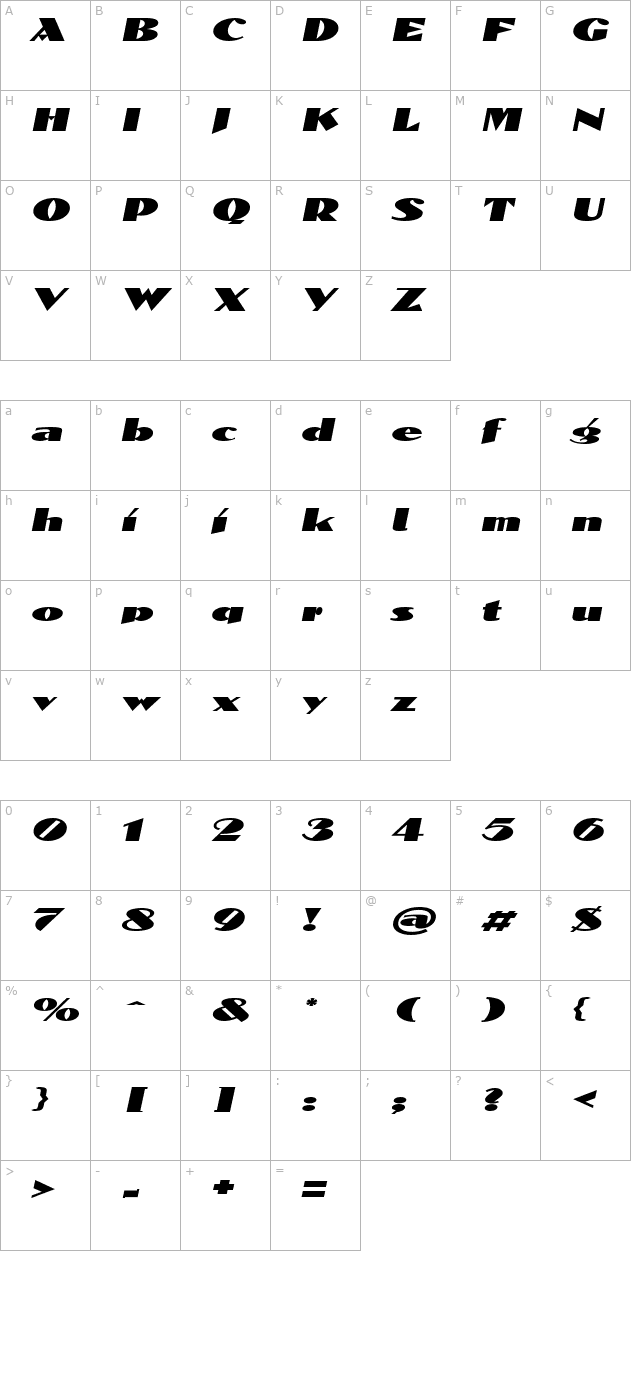 DomenicExtended Oblique character map