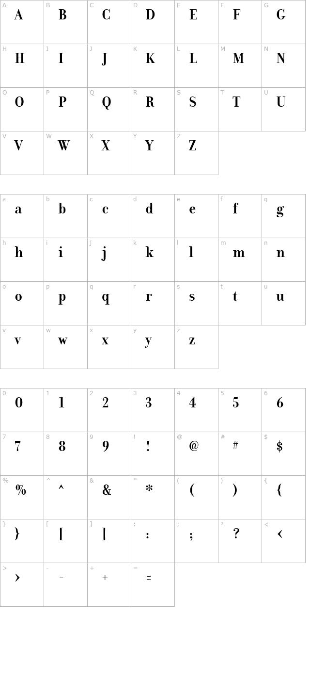 donatora-display-bold character map