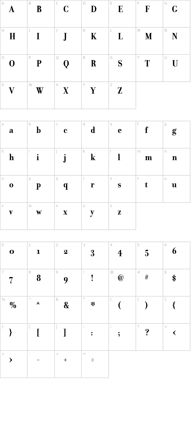 Donatora OSF Bold character map