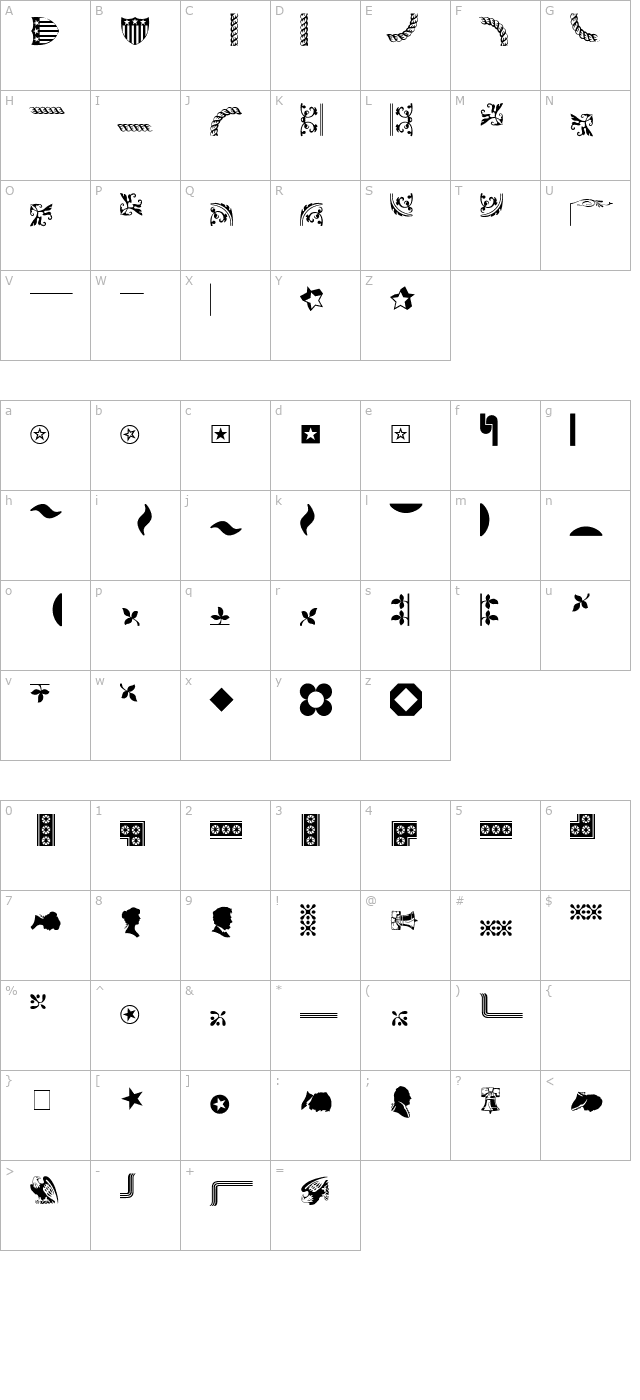 Doodle Dingbats Four SSi character map