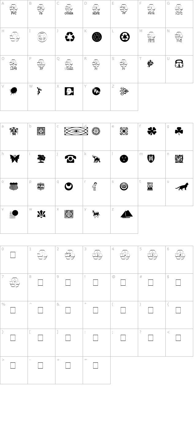 Doodle Dingbats Two SSi character map