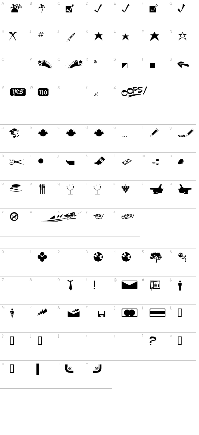 doodledingbatsfivessi character map