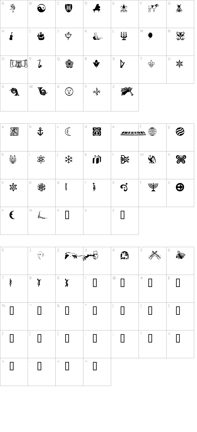 DoodleDingbatsOneSSi character map