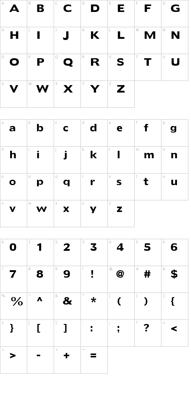 doric-bold character map