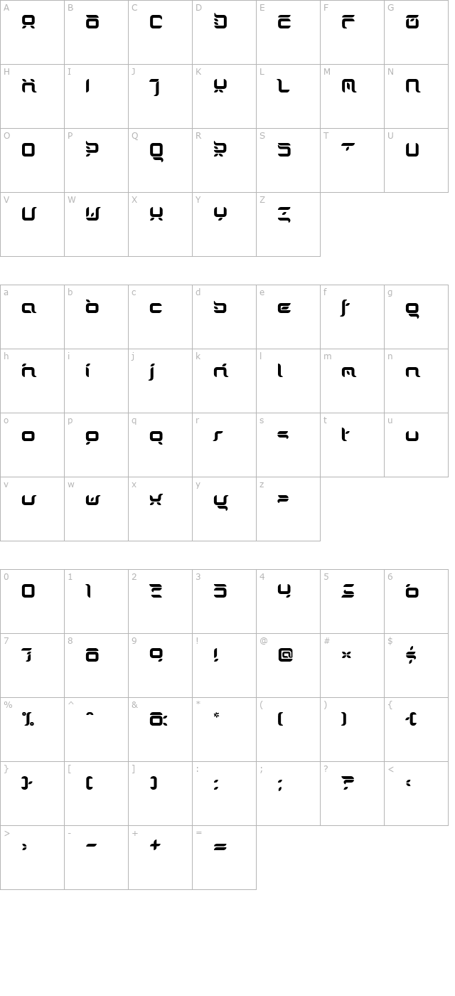 Doris Orange character map