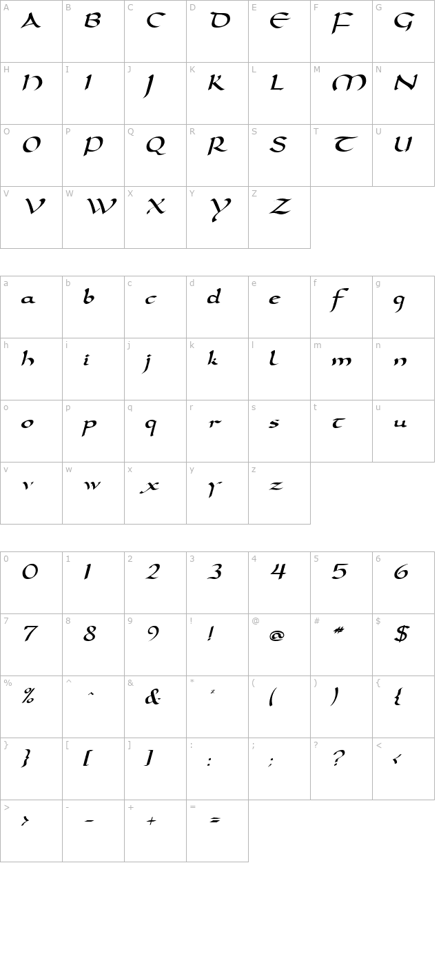 Dorita-Regular character map