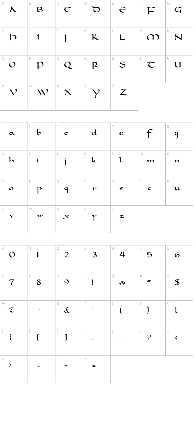 dorovar-plain-001001 character map