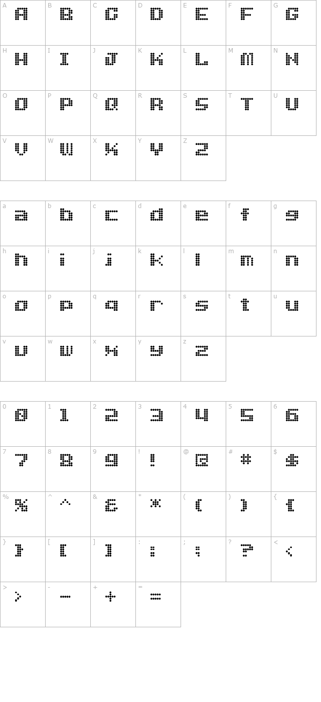 Dot Font Eng character map