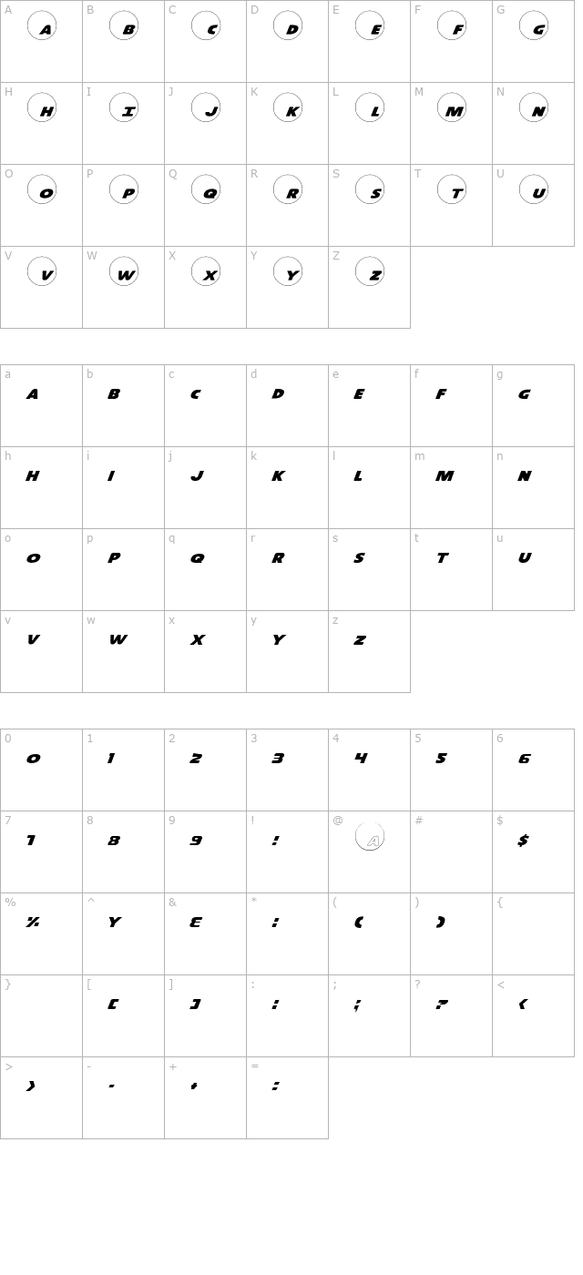 Dot.com Pro character map