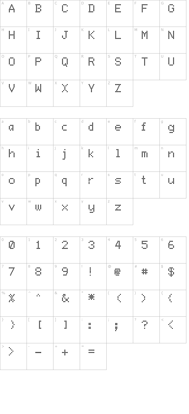 DotMatrix Regular character map