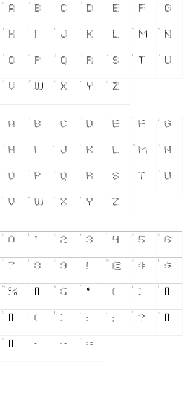 Dots All For Now Open JL character map