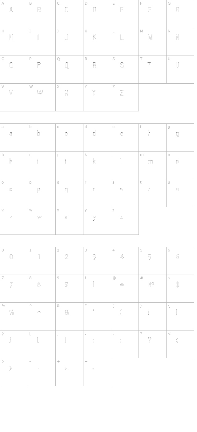 DraftPlateOutlineLight character map