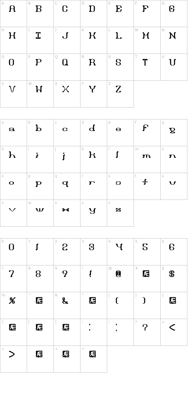 Draggle (BRK) character map