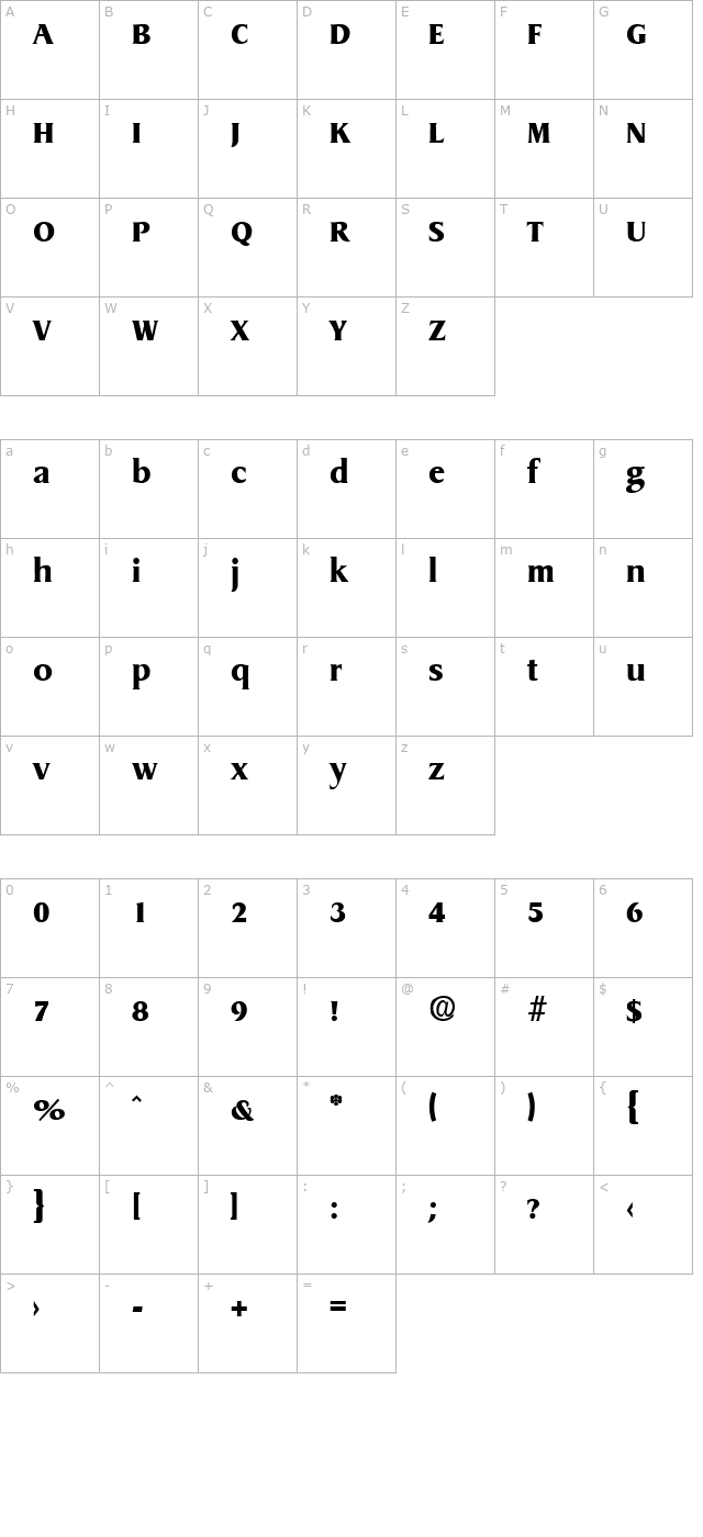 Dragon-ExtraBold character map