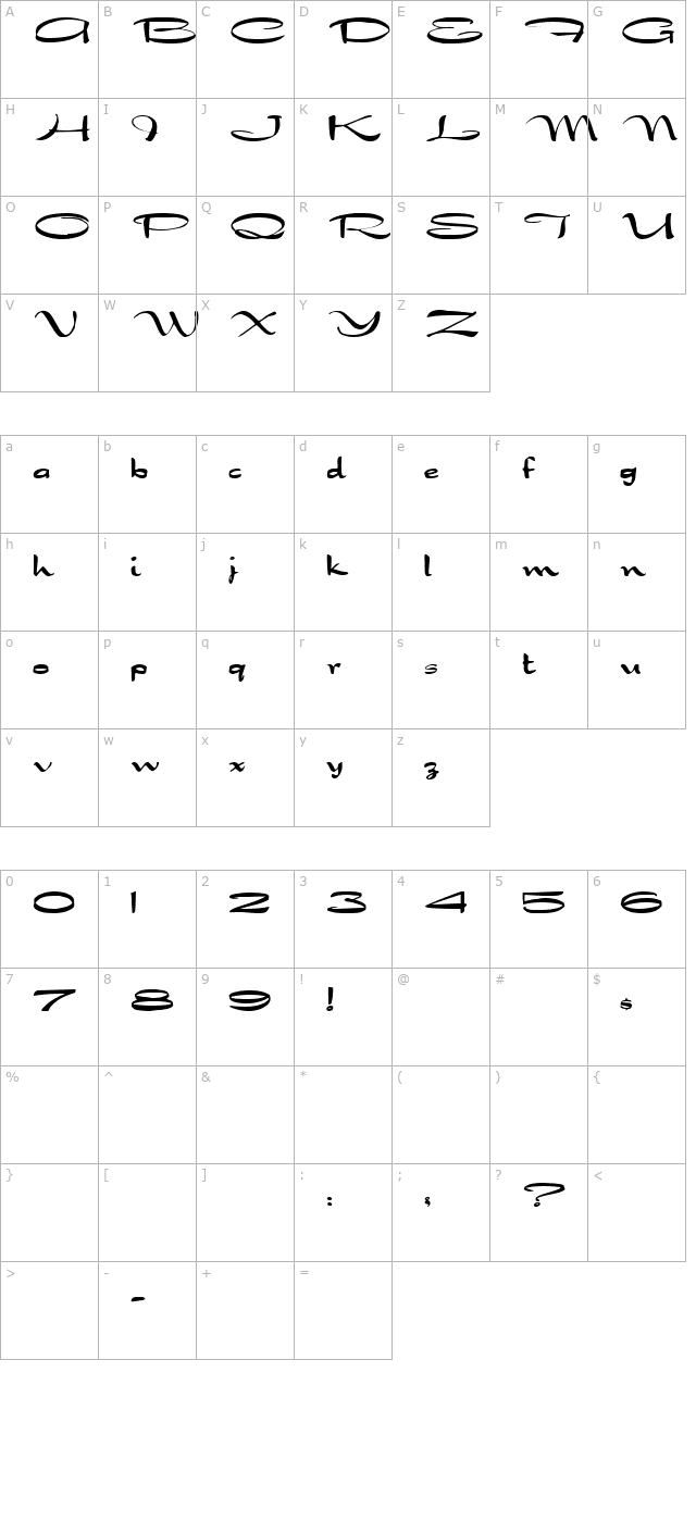 Dragon Regular character map