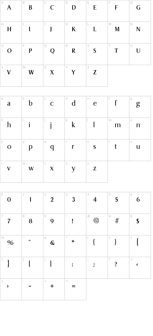 Dragon-Serial-Regular character map