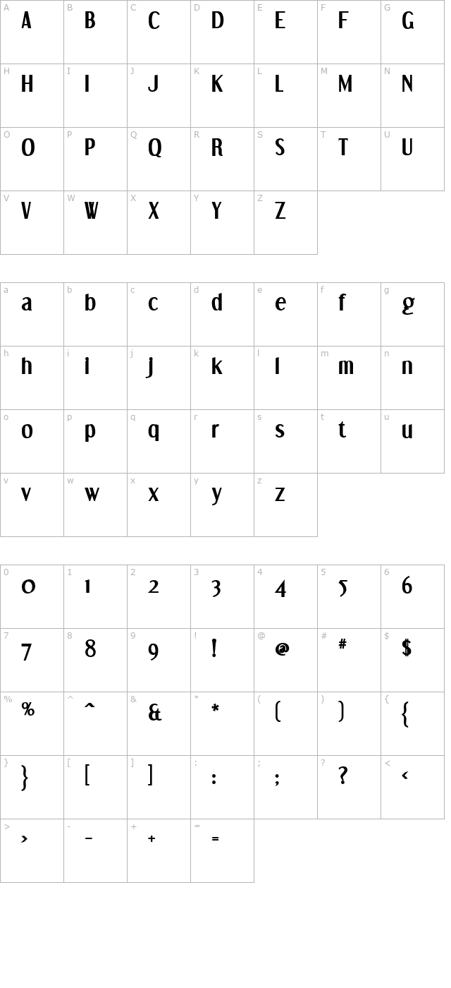 dream-orphans-bold character map