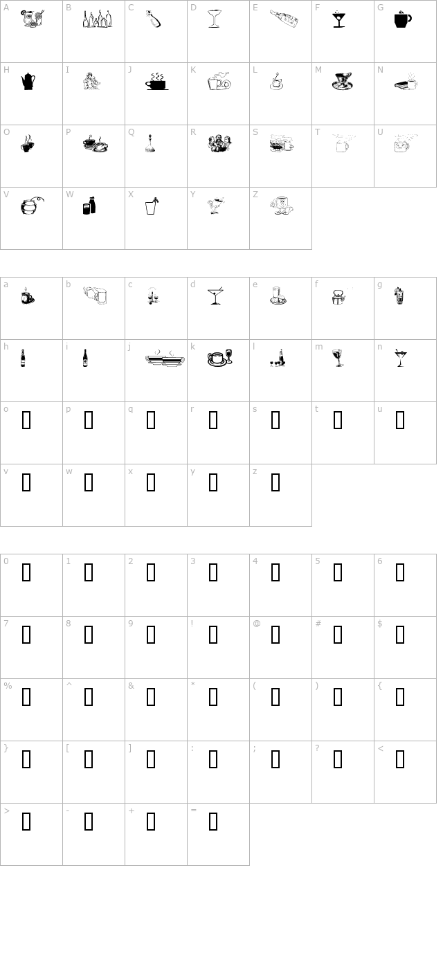 Drinks Various character map