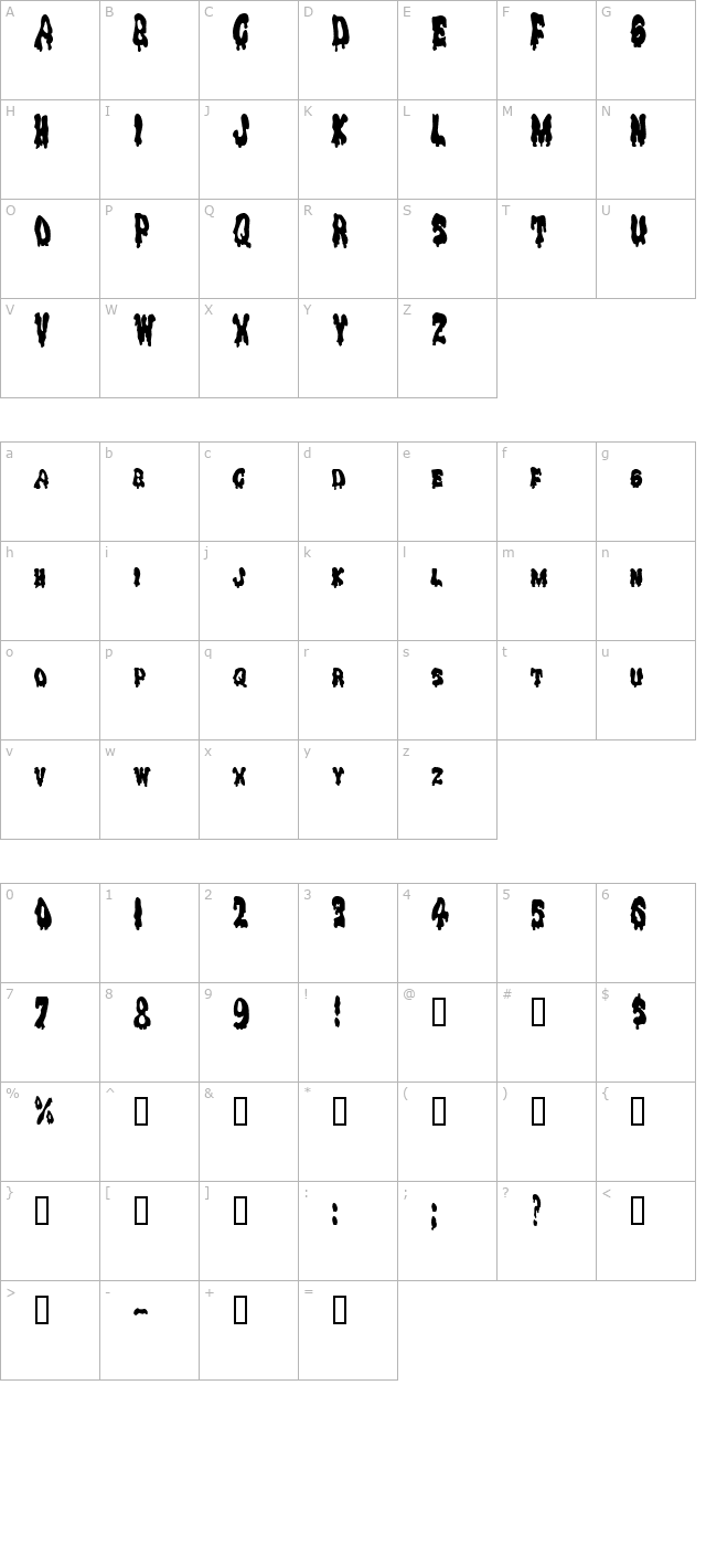 DrippingGooCondensed character map