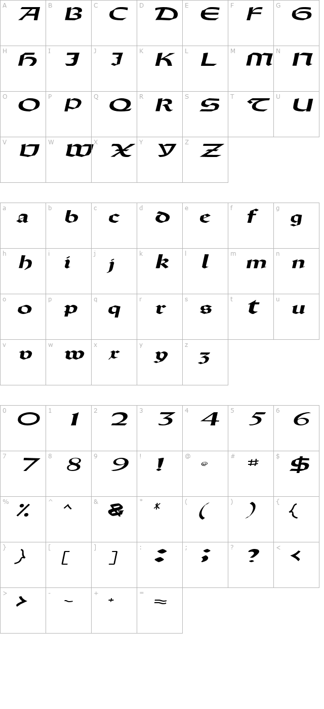 DriscollSSK BoldItalic character map