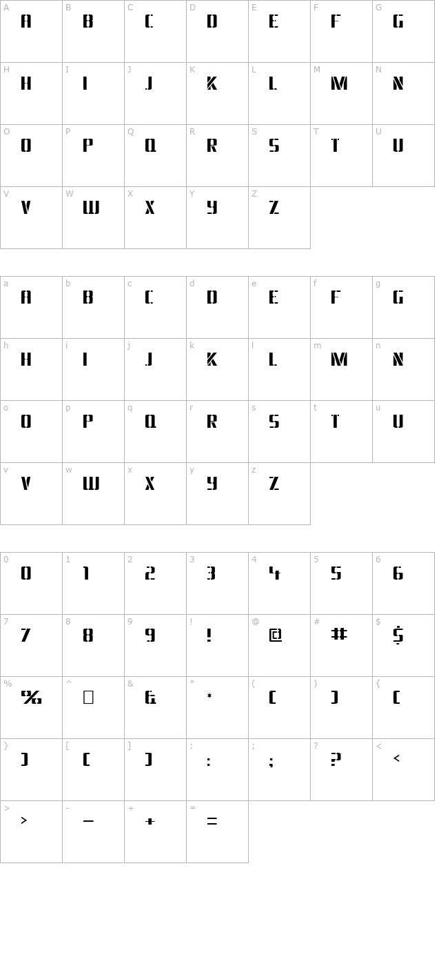 DS Army Cyr character map