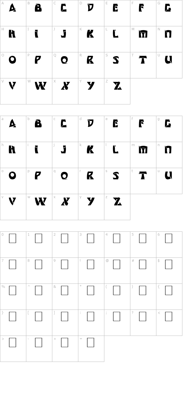 DS Comedy Cyr Bold character map